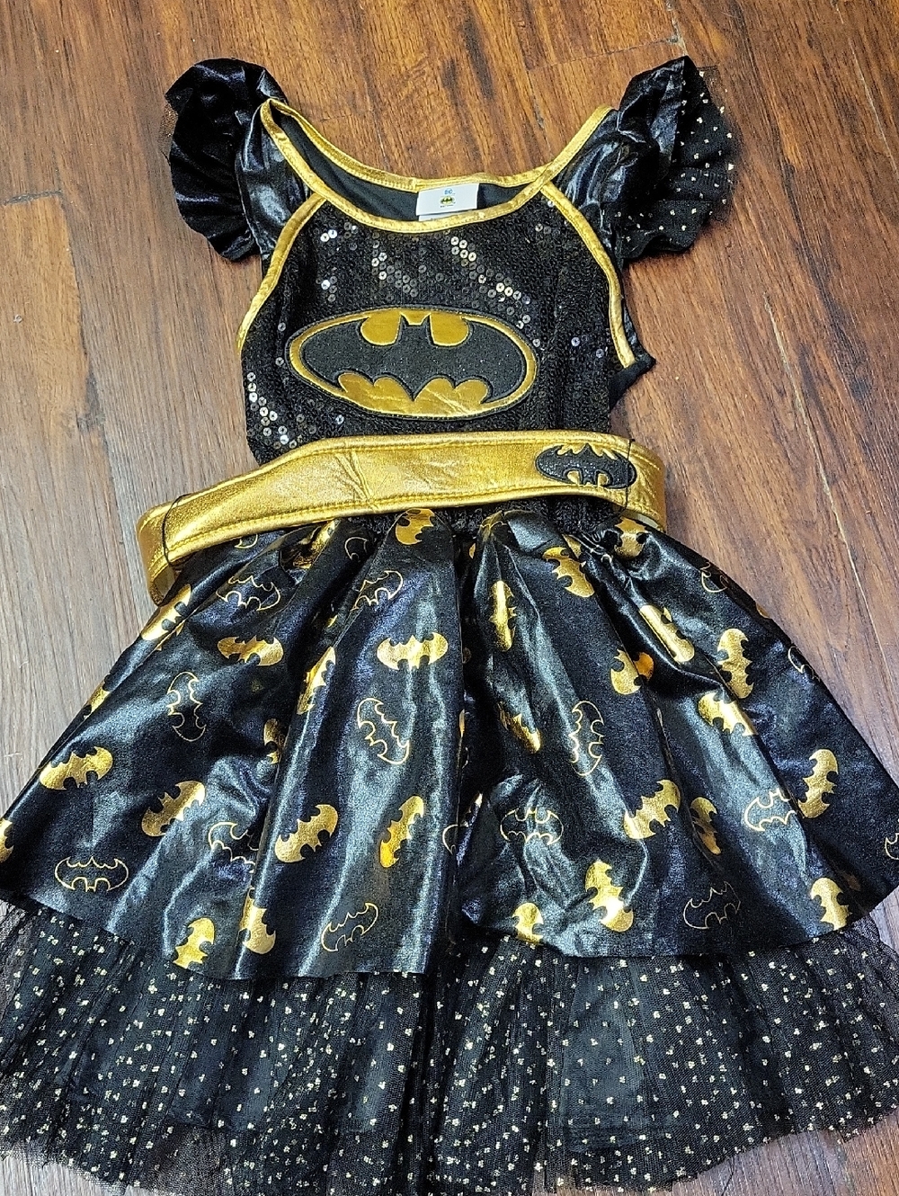 Kids Black & Gold Batgirl Costume Dress - Brand Unknown Medium